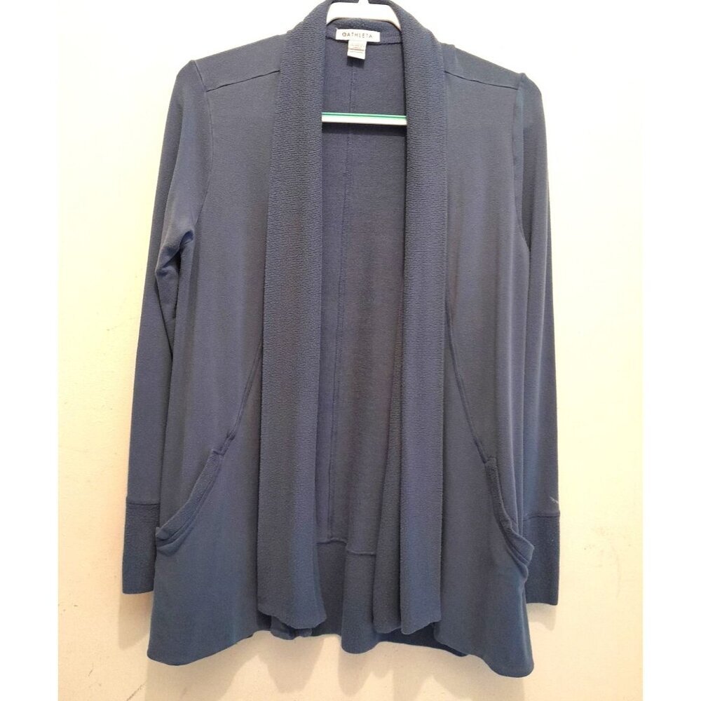 Athleta Pranayama Open Wrap Stretch Comfy Size Medium Cardigan Blue - Picture 2 of 9